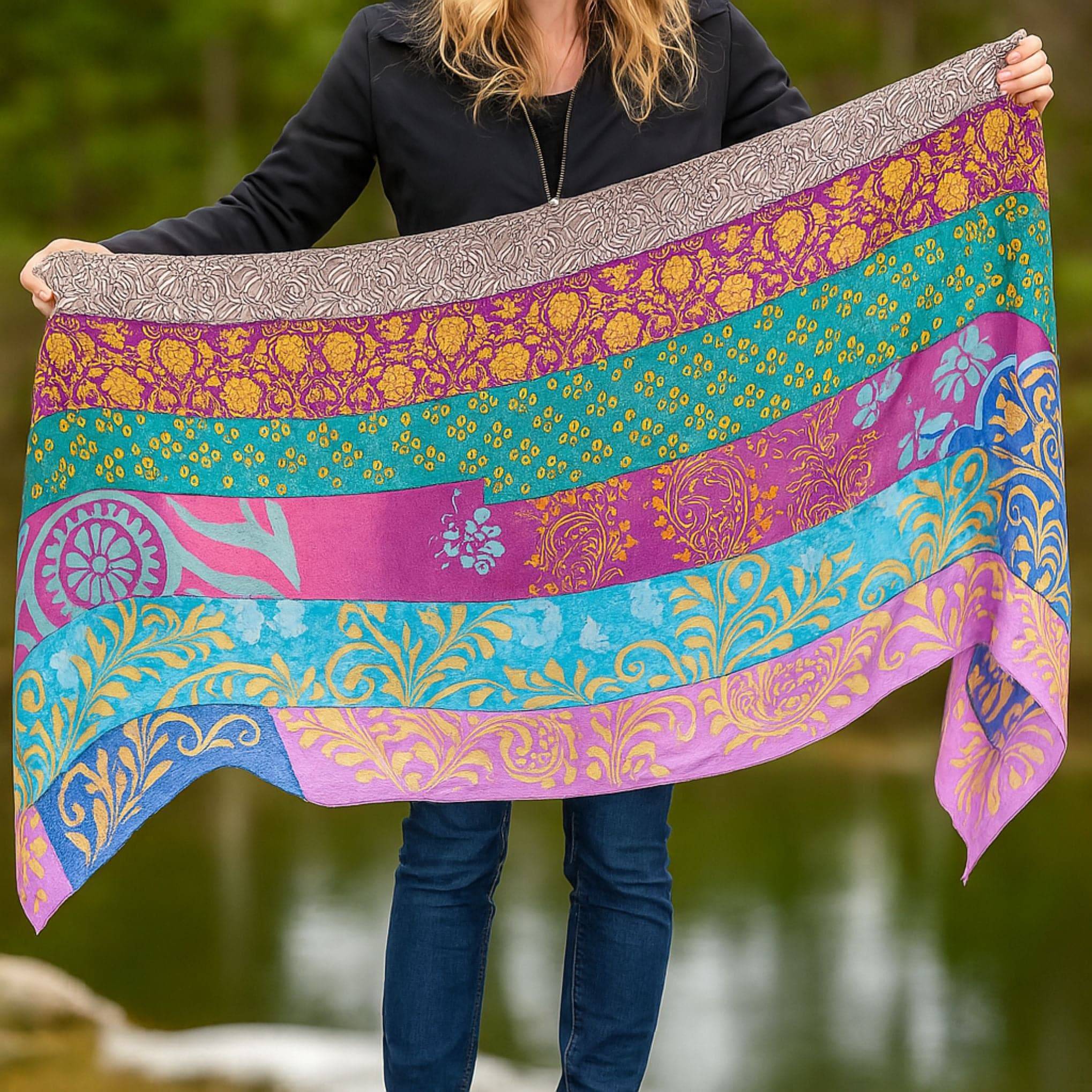 Recycled sari silk medley scarf image 4