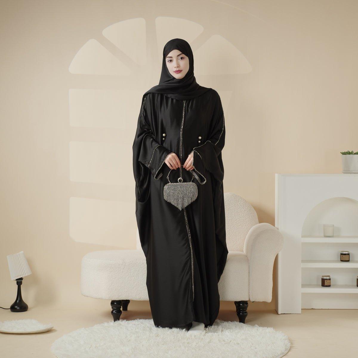 Relaxed batwing abaya silhouette view 4