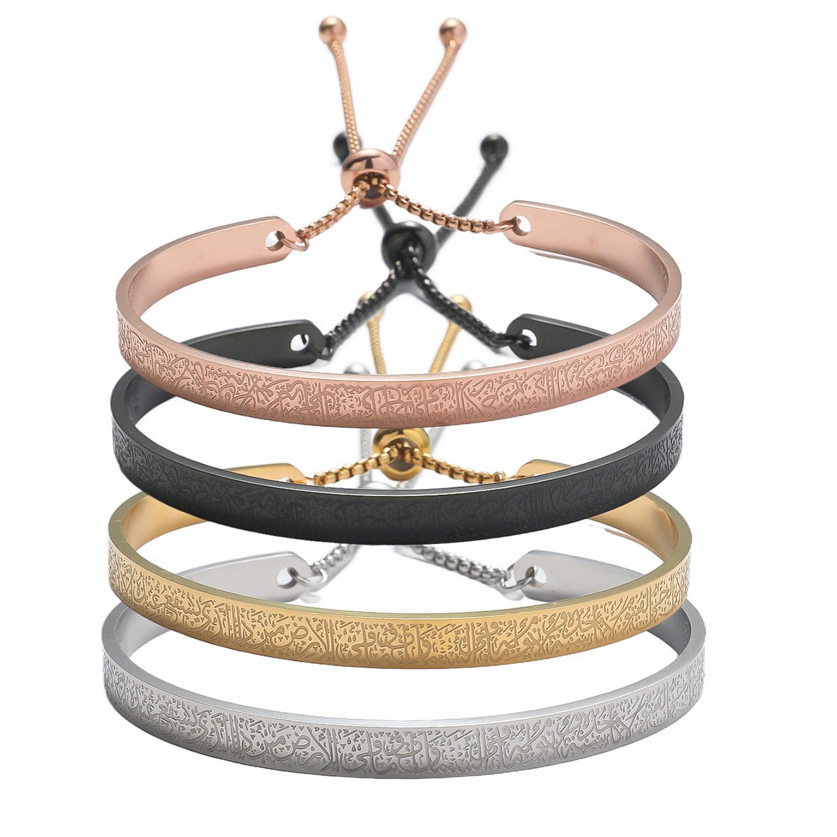 Engraved titanium steel bracelet with polished finish