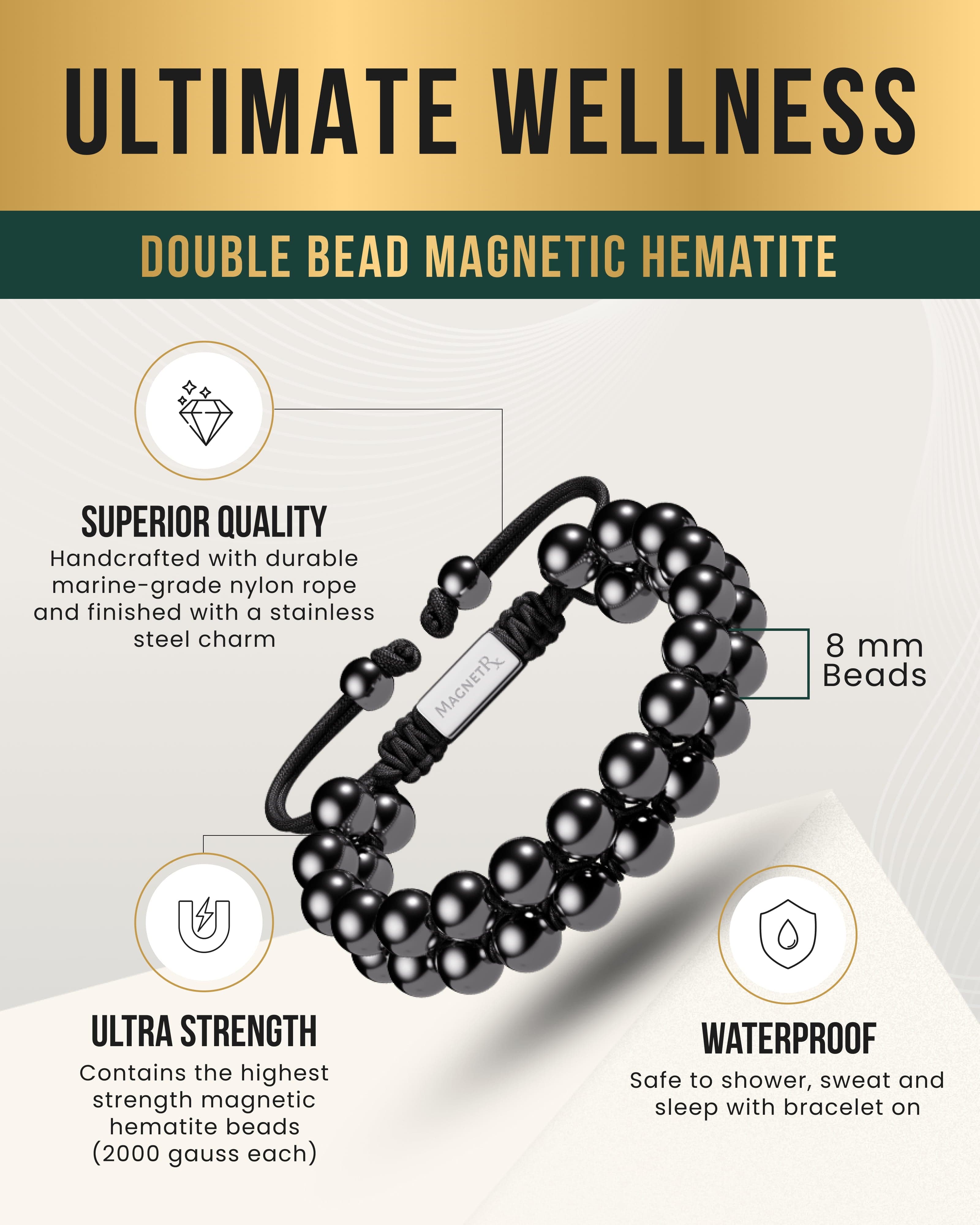 Adjustable magnetic hematite bracelet alternate view 3