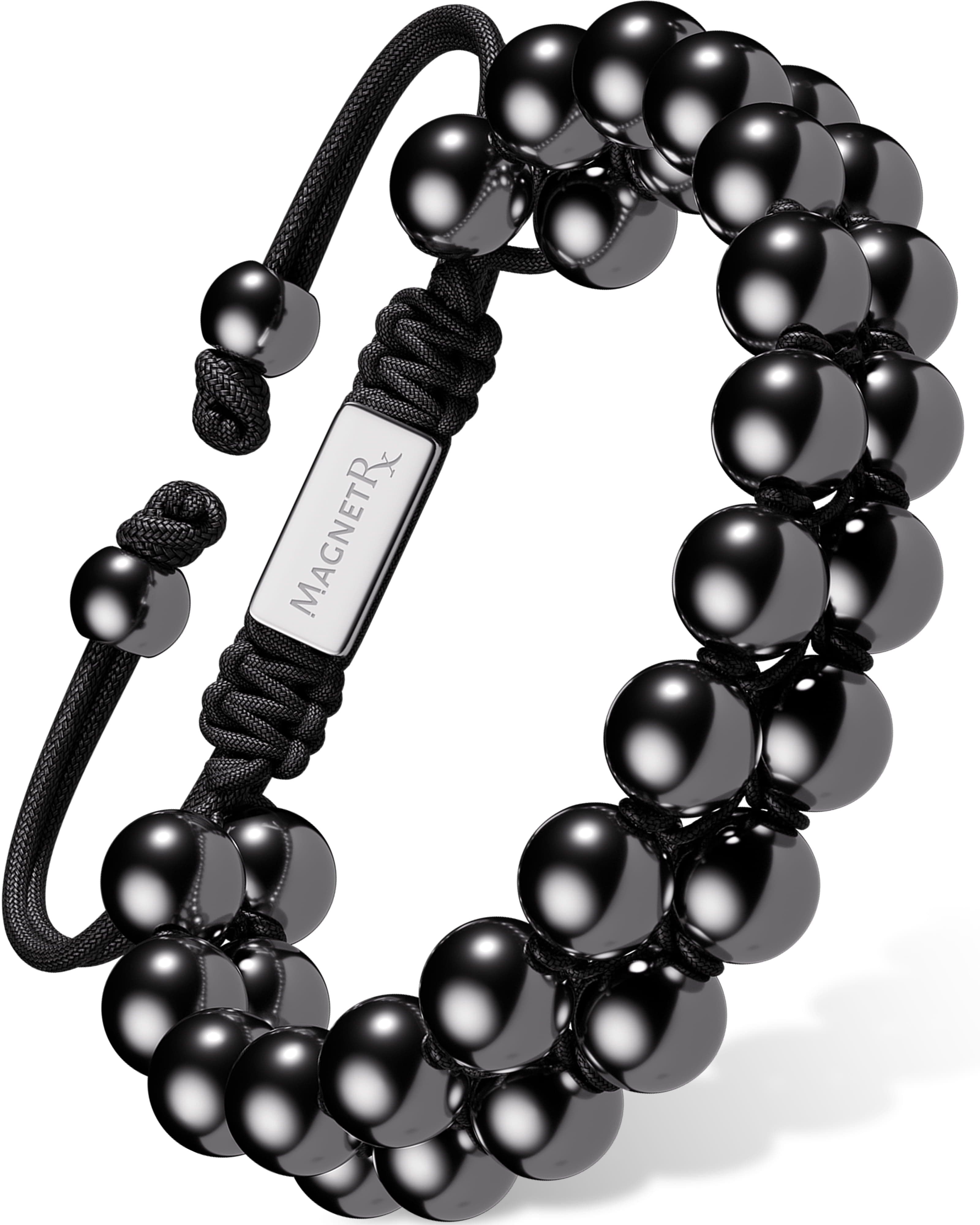 Double-row magnetic hematite bracelet view 1