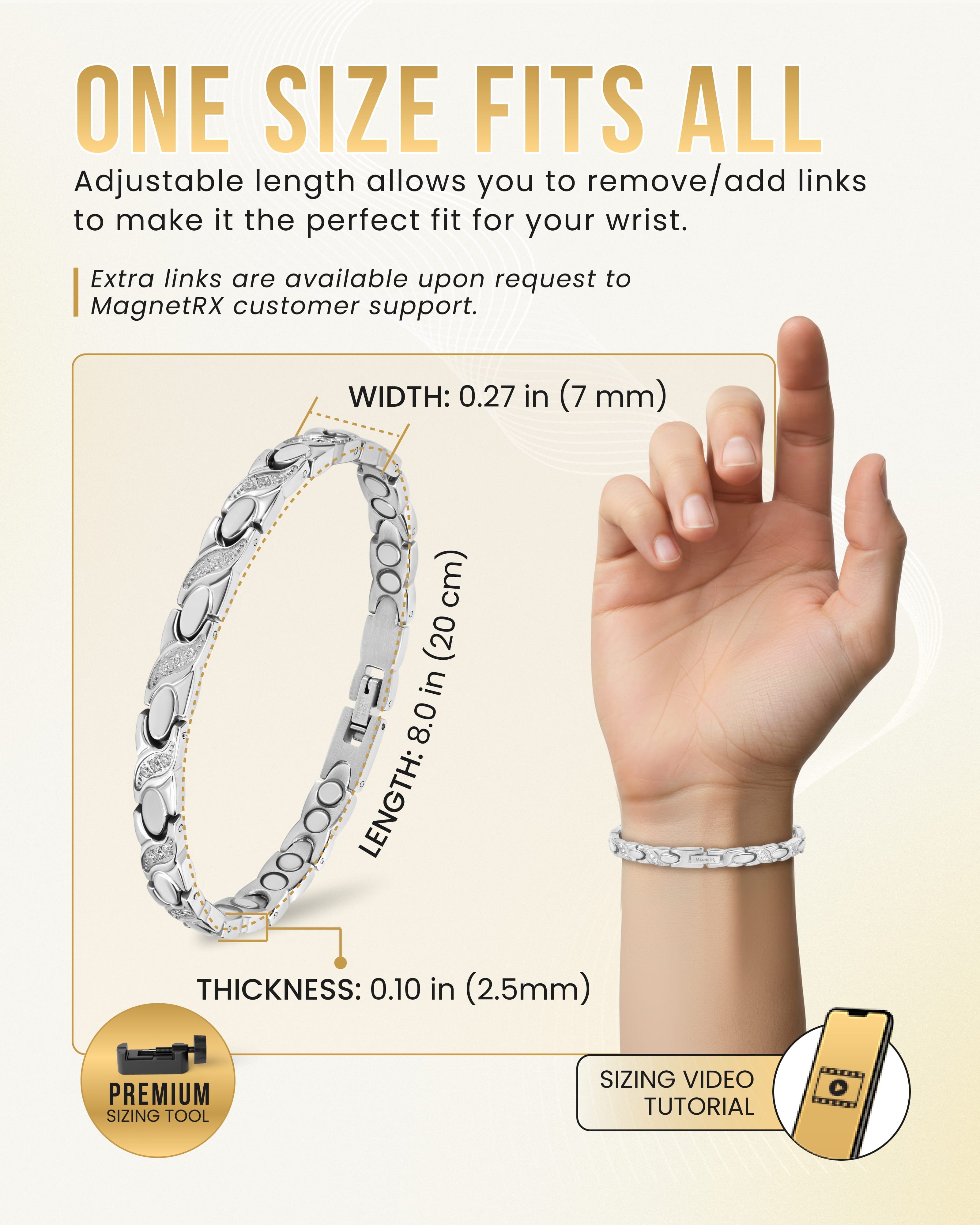 Silver-tone magnetic XO bracelet view 5