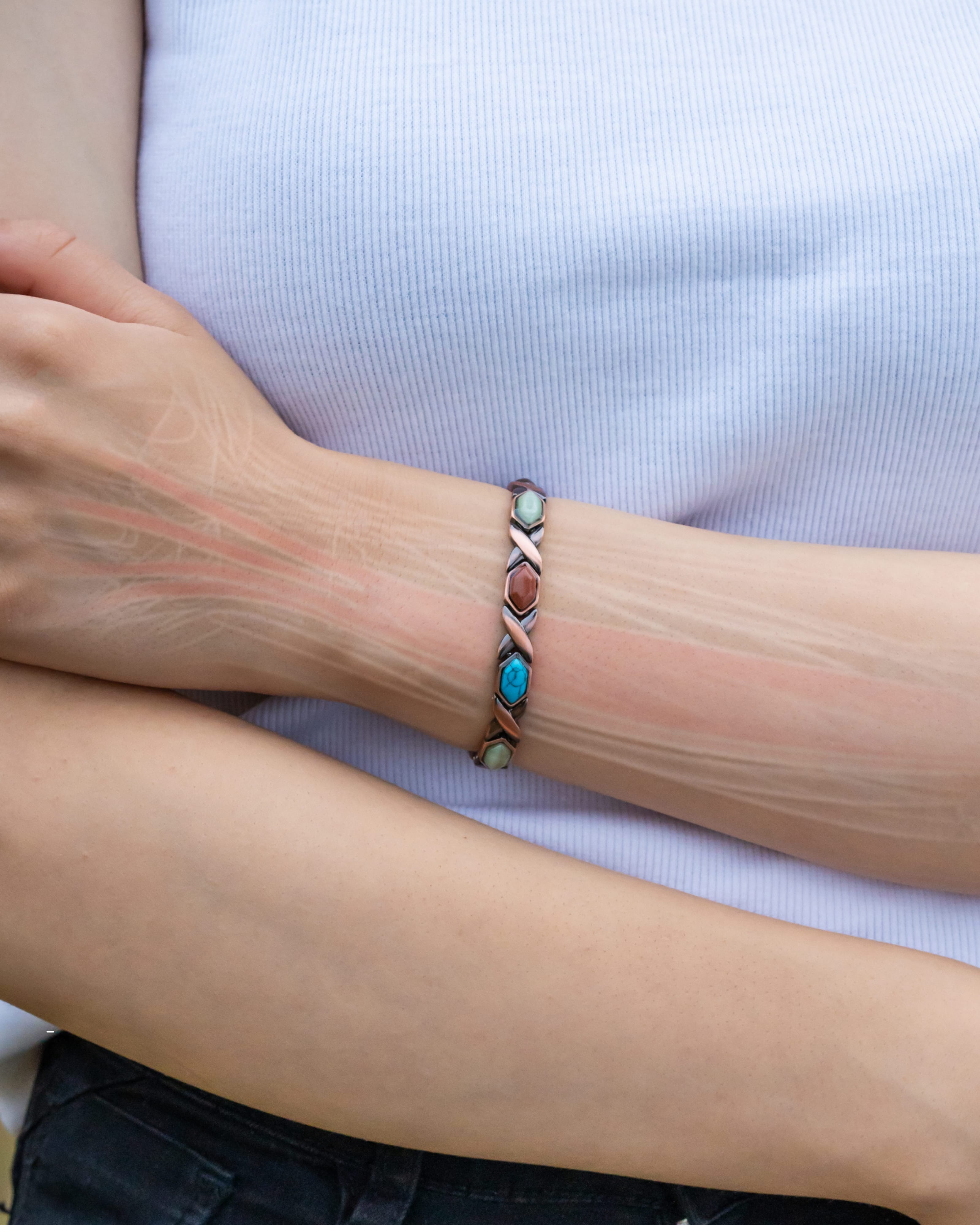 Mixed-stone pure copper bracelet image 2