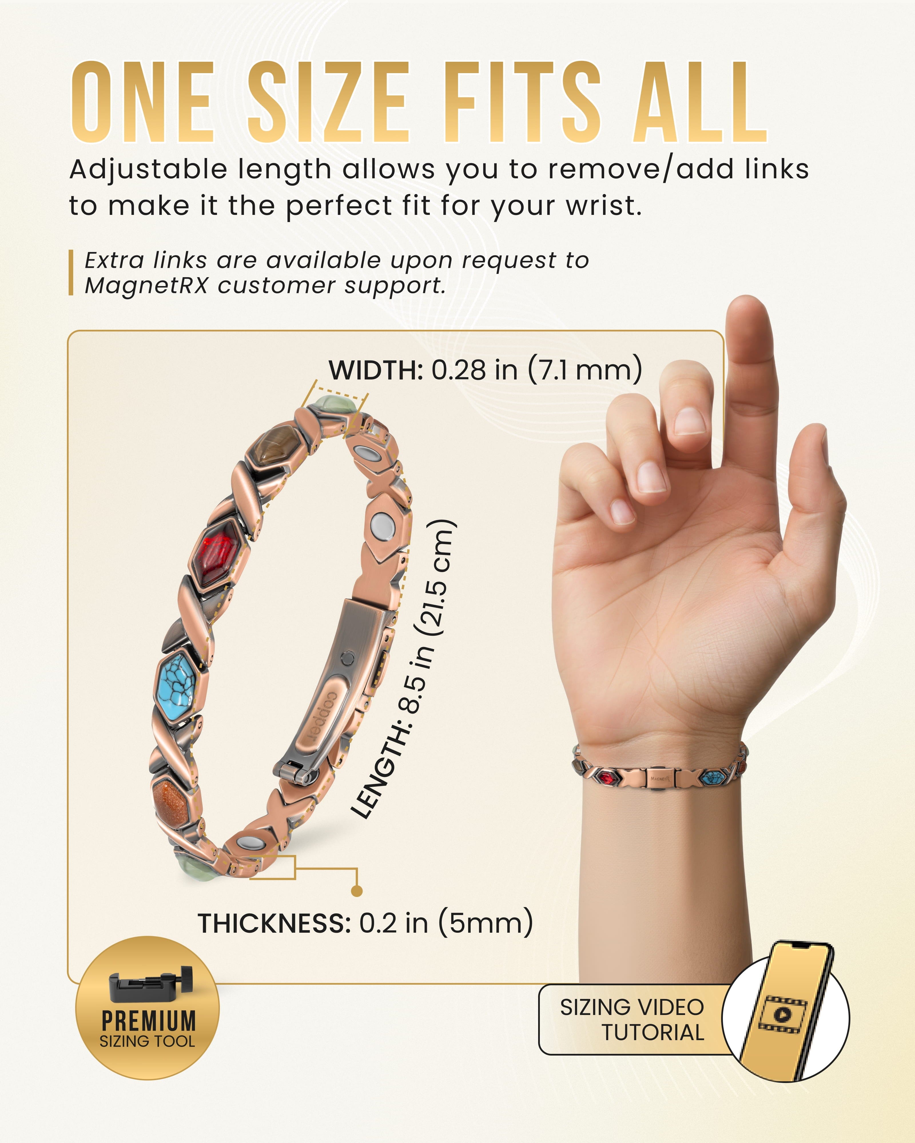 Mixed-stone pure copper bracelet image 6