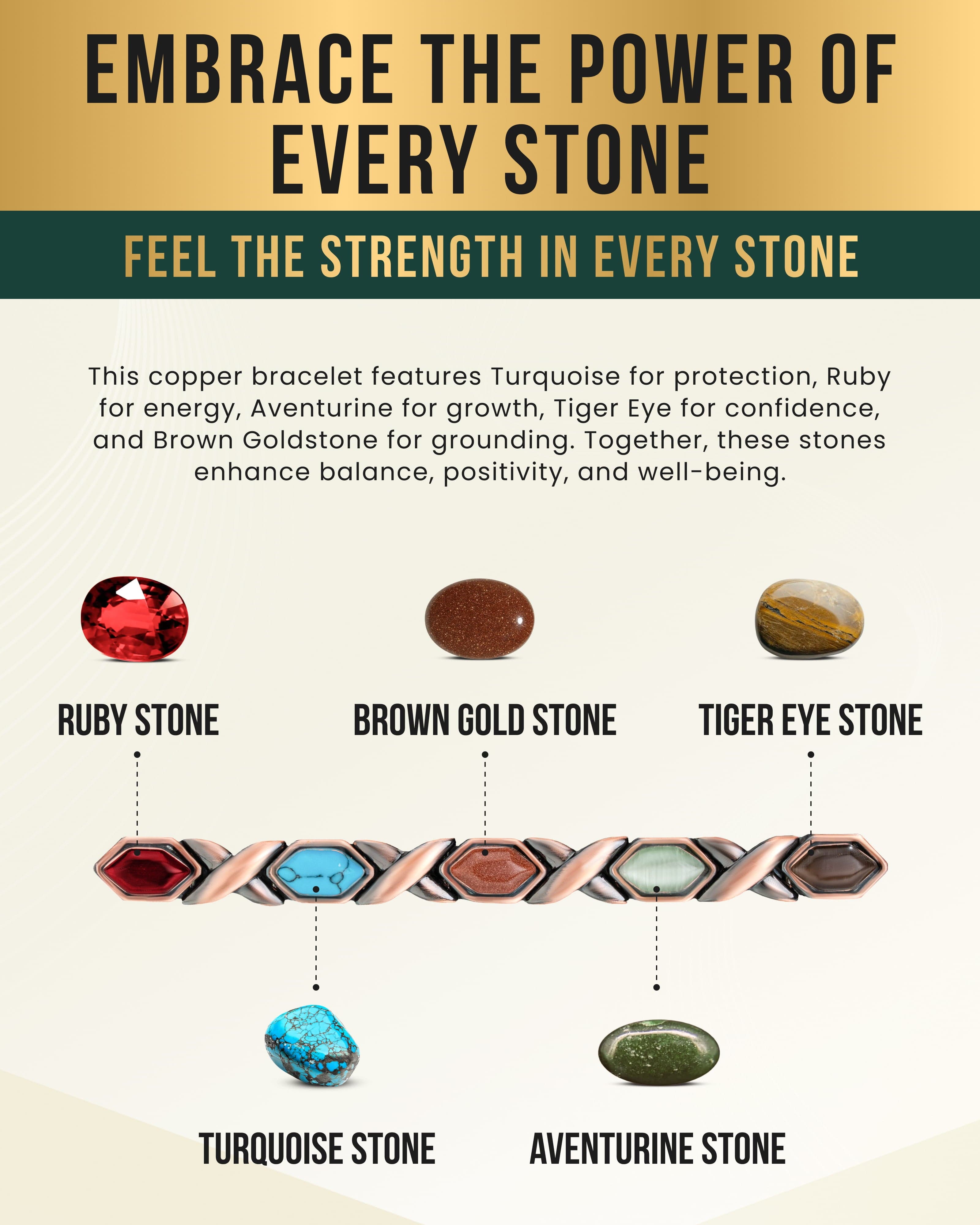 Mixed-stone pure copper bracelet image 5