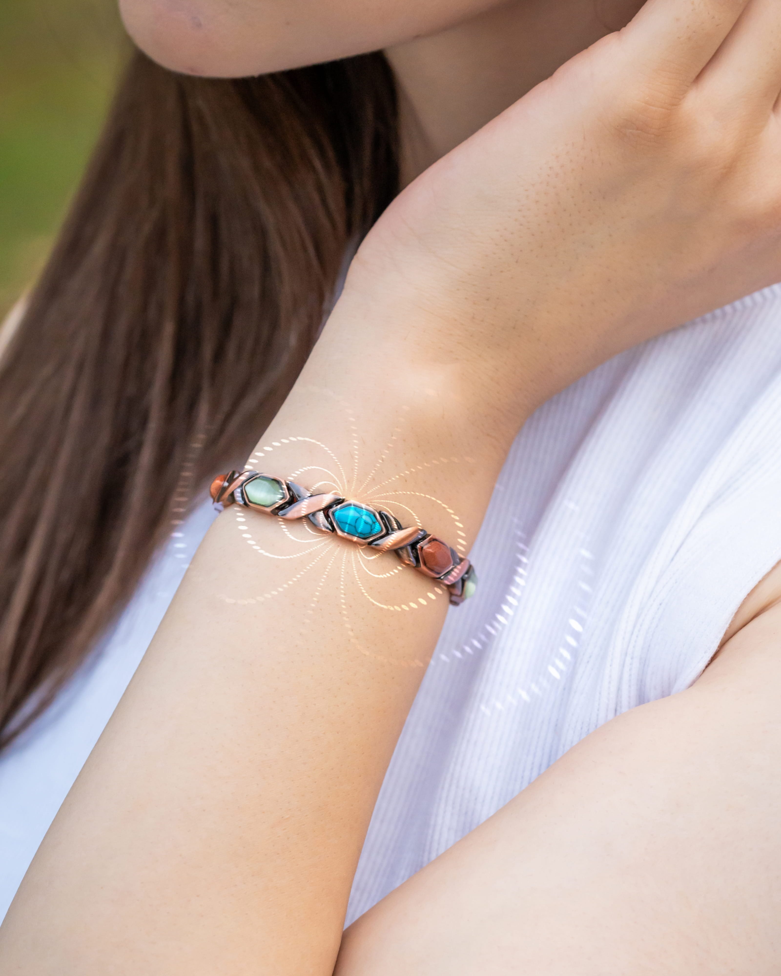 Mixed-stone pure copper bracelet image 10