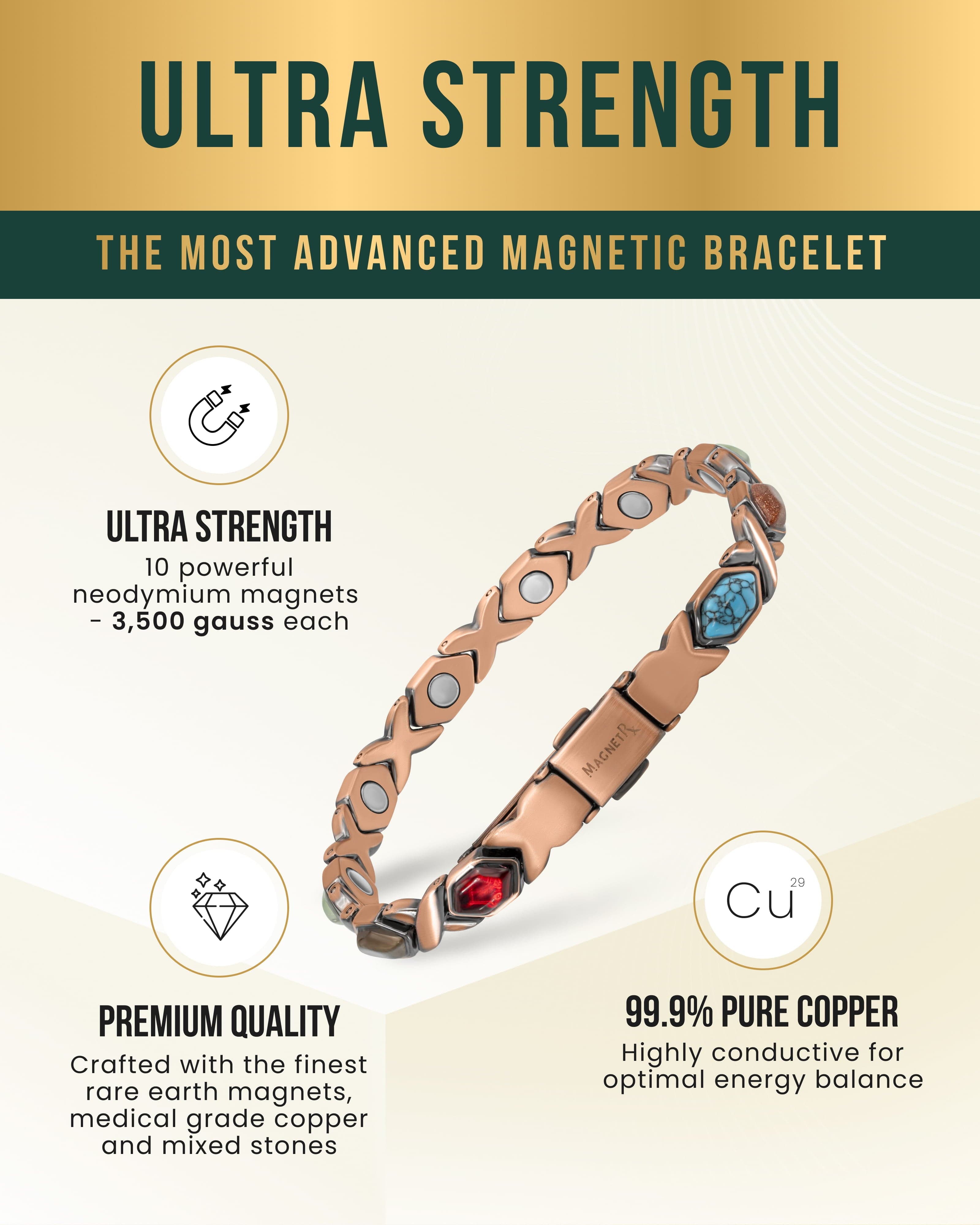 Mixed-stone pure copper bracelet image 3