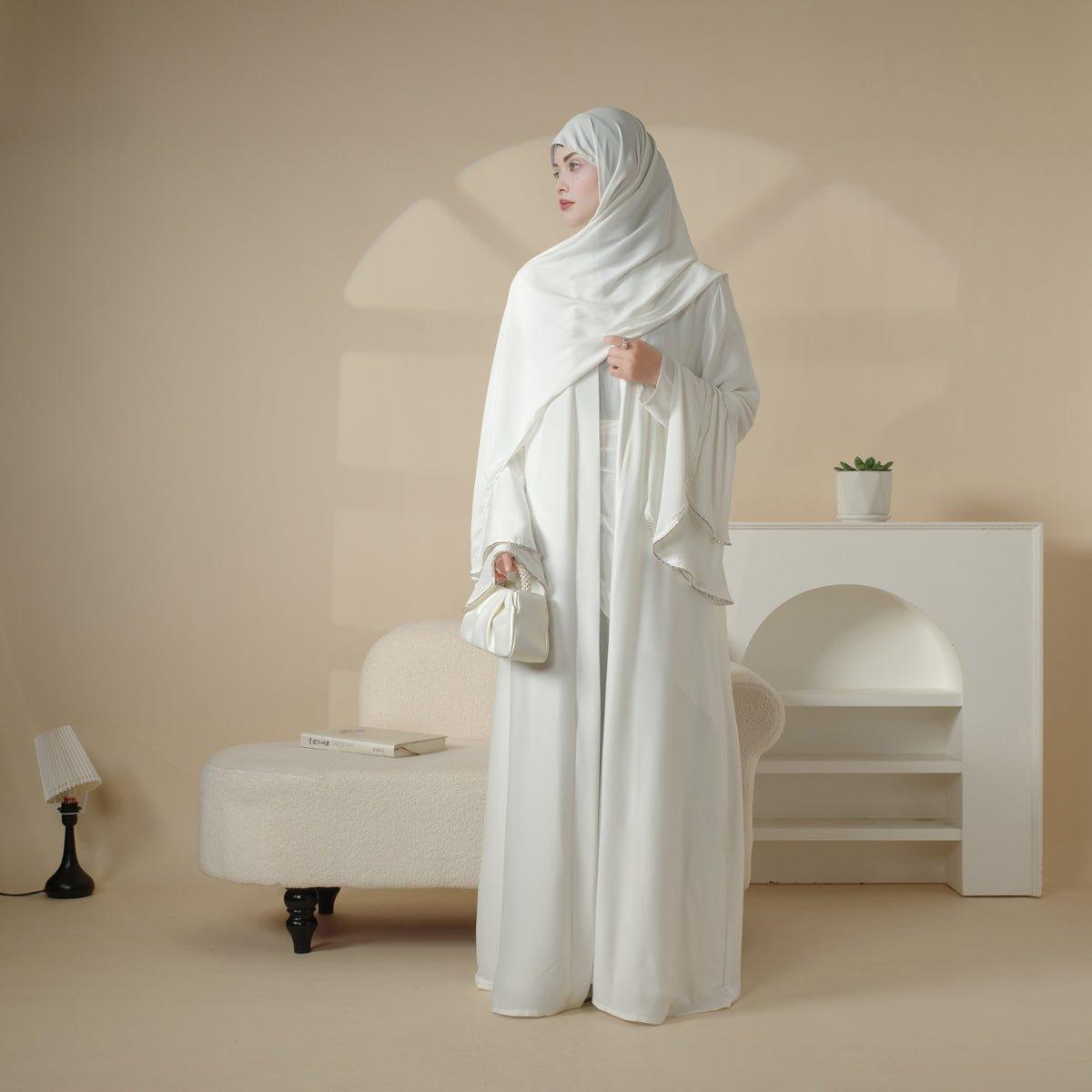 Ruffle sleeve open abaya view 8