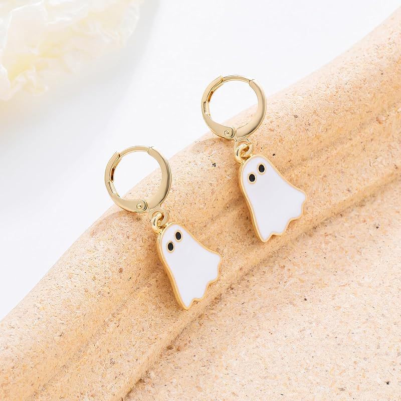 Gold Ghost Huggie Earrings — product view 2