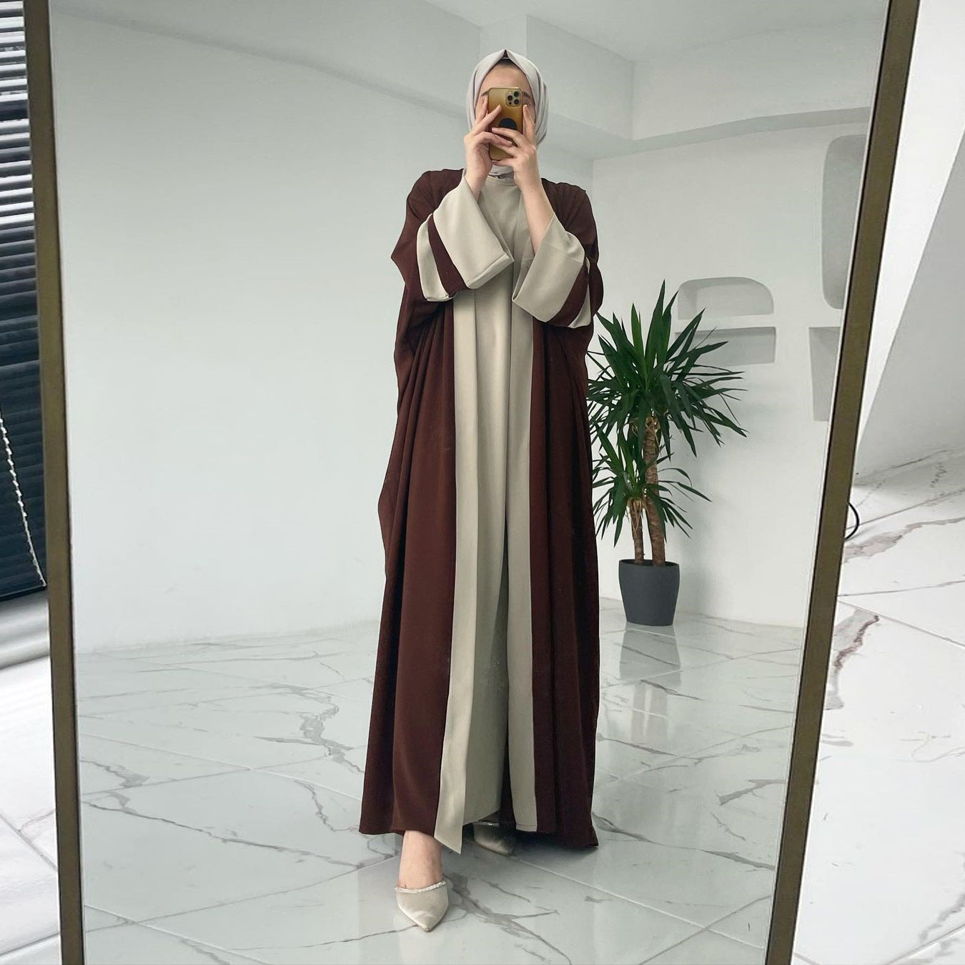 Layered Brown Abaya Set - product view 2