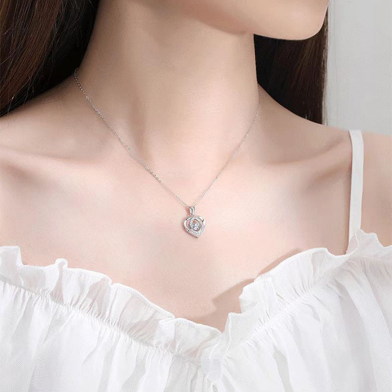 Rhinestone Heart Pendant Necklace — product view 5
