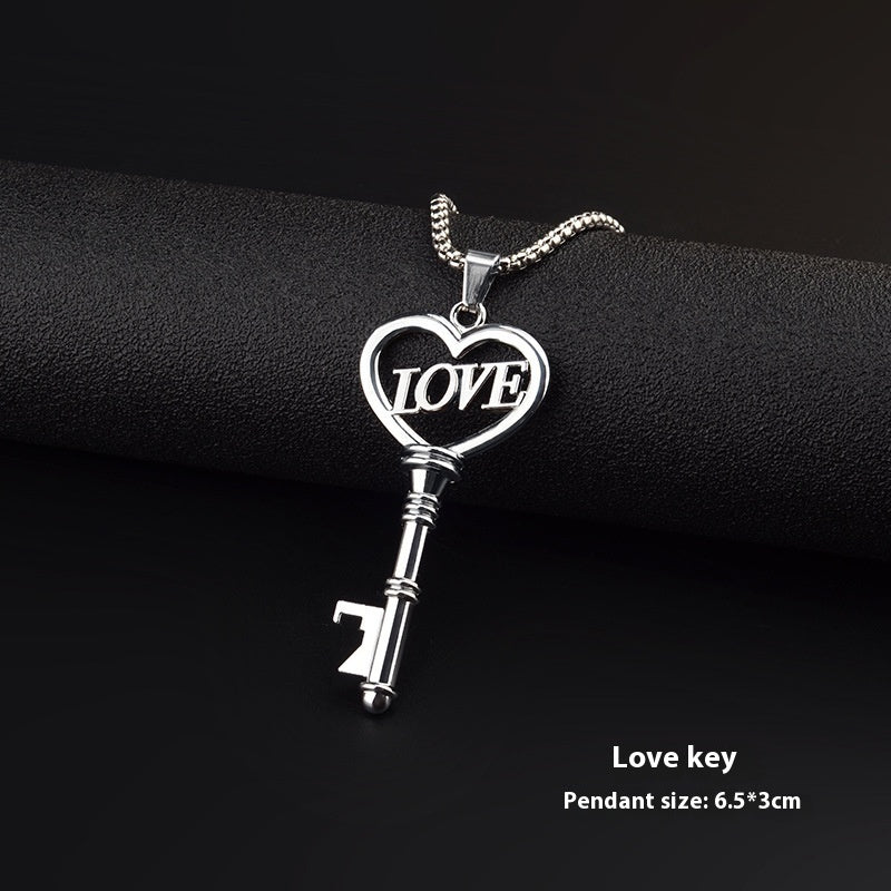 Heart Key Pendant Necklace - product view 6