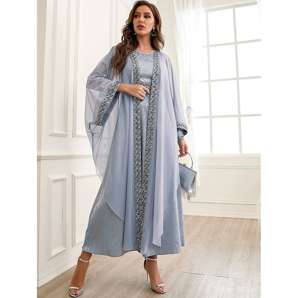 Embroidered Layered Abaya Set - product view 5