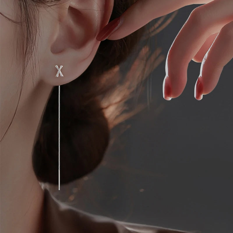 Sterling Silver Initial Drop Earrings — product view 3
