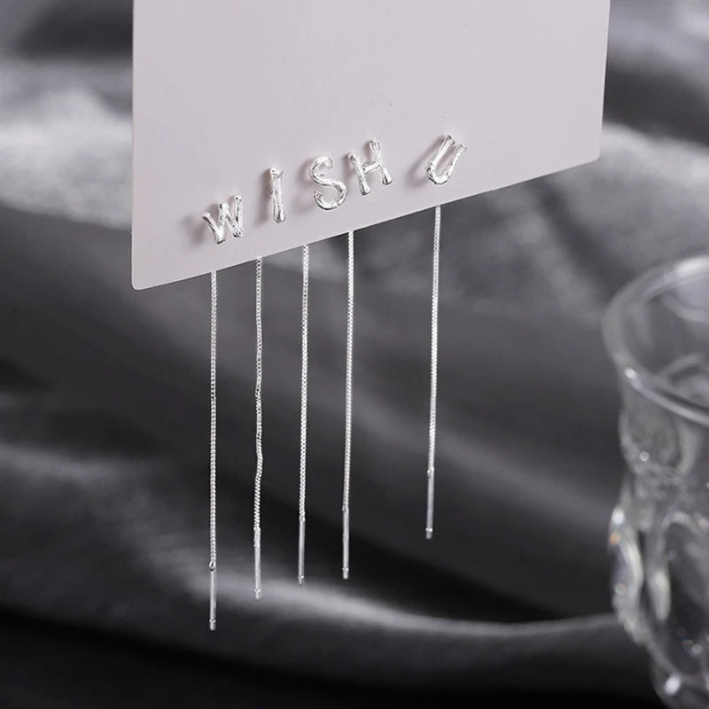 Sterling Silver Initial Drop Earrings — product view 6