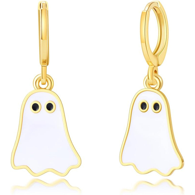 Gold Ghost Huggie Earrings — product view 6