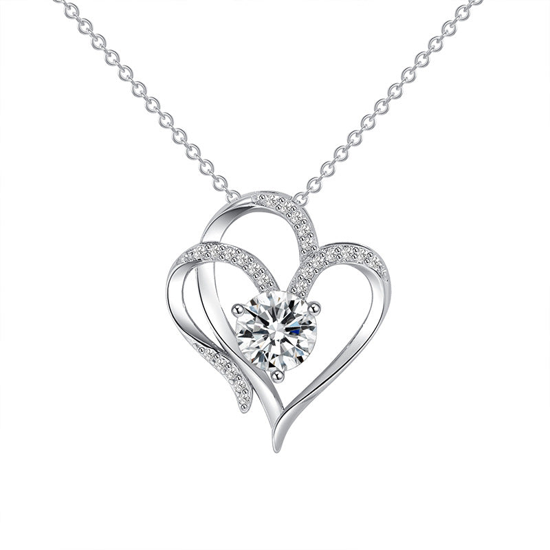 Double Heart Crystal Necklace — product view 7