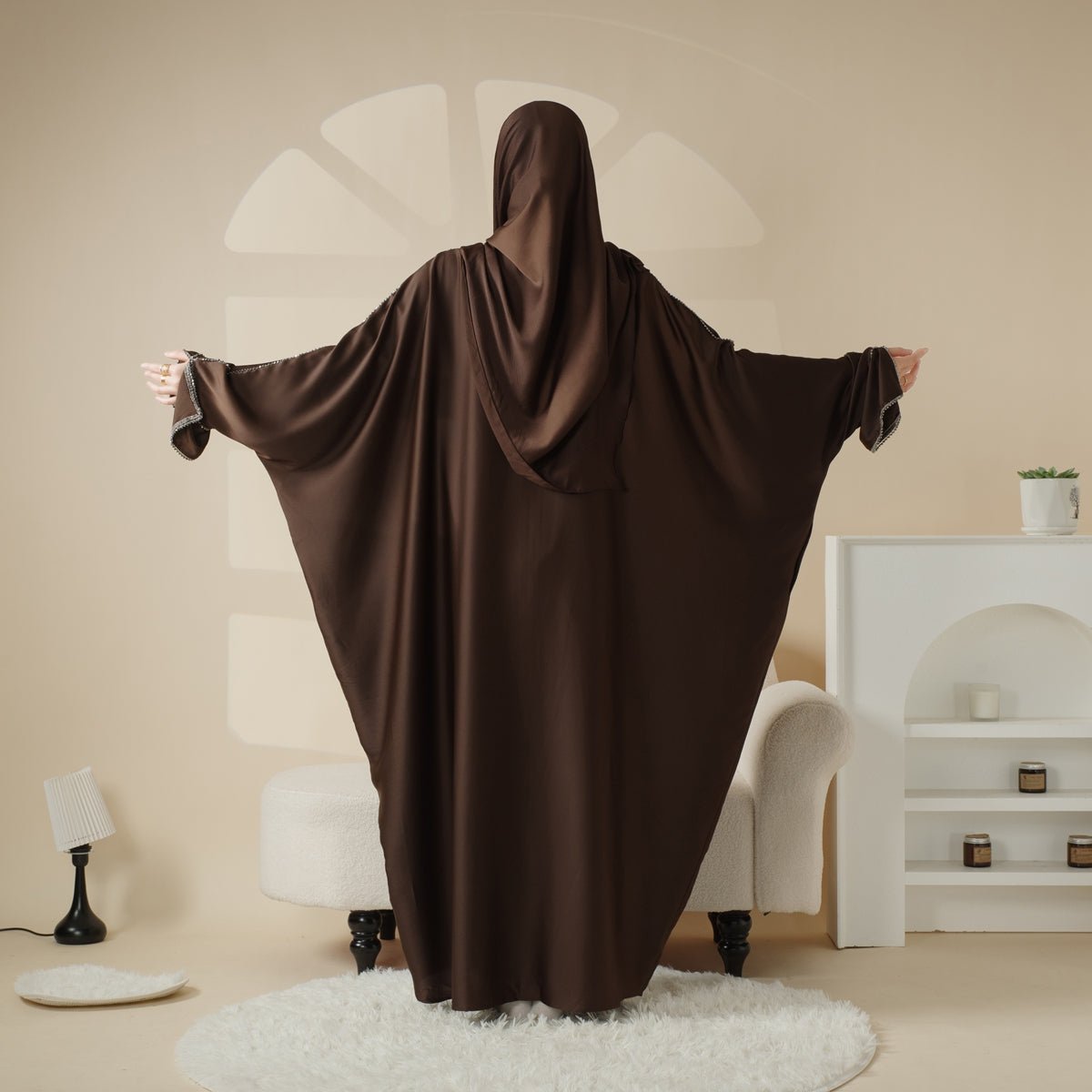 Batwing abaya and matching hijab alternate view 16