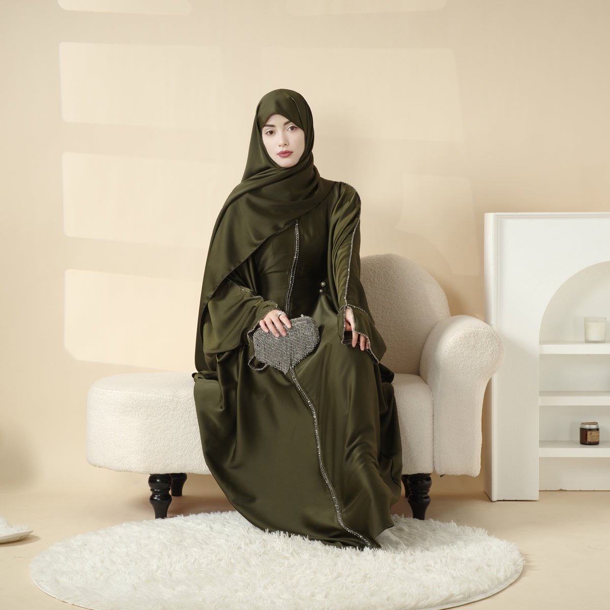 Batwing abaya and matching hijab view 10