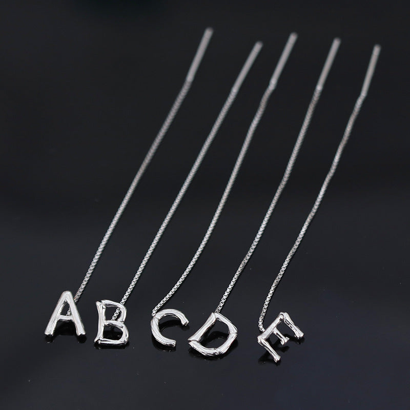 Sterling Silver Initial Drop Earrings — product view 8