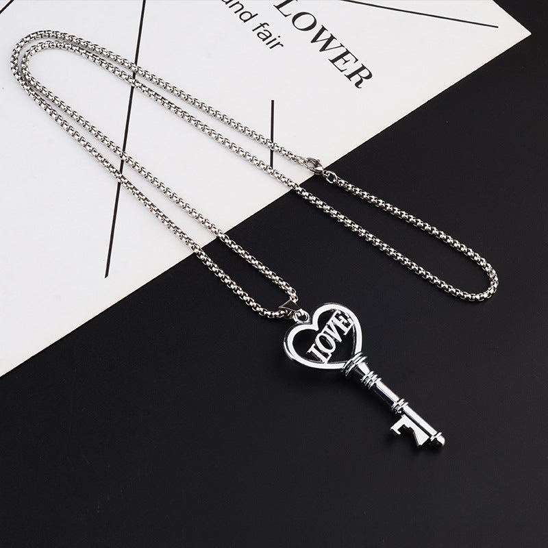 Heart Key Pendant Necklace - product view 3