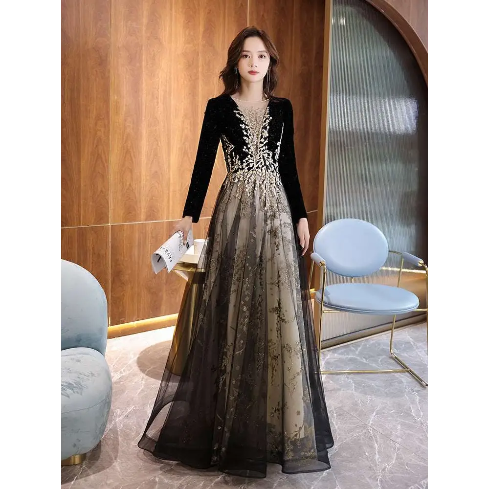 Black and gold formal gown alternate view 4