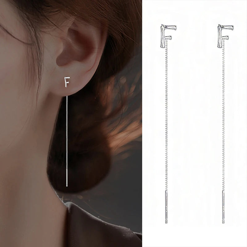 Sterling Silver Initial Drop Earrings — product view 2