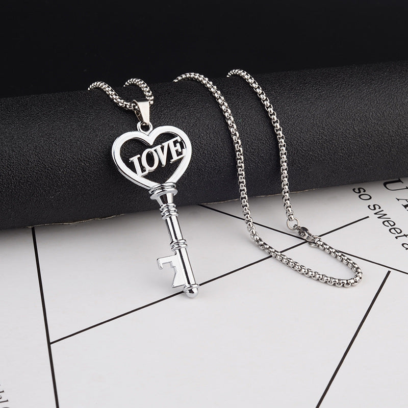 Heart Key Pendant Necklace - product view 2
