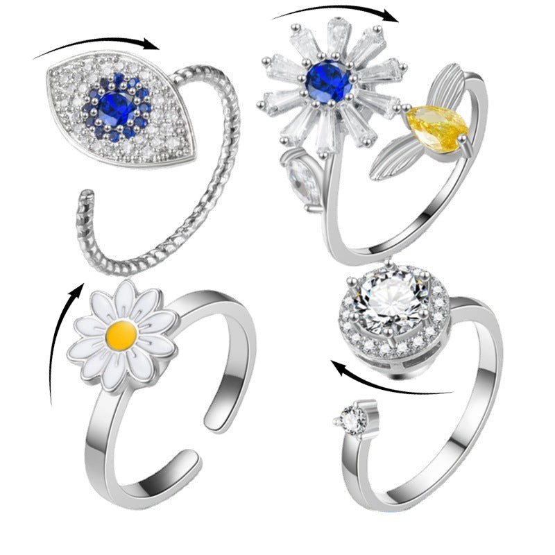 Rotating Floral Statement Ring — product view 1