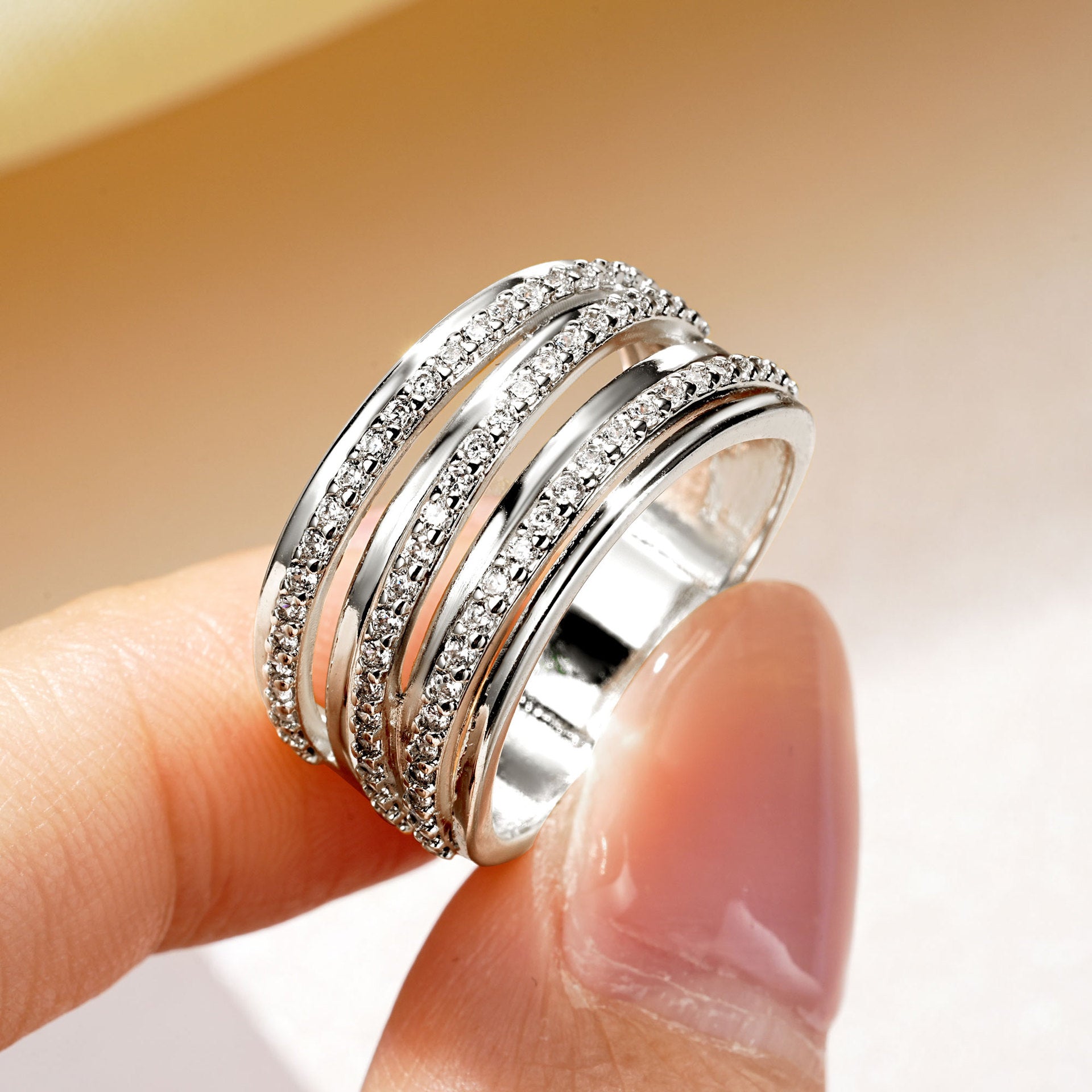 Geometric Multi-Band Ring - product view 2