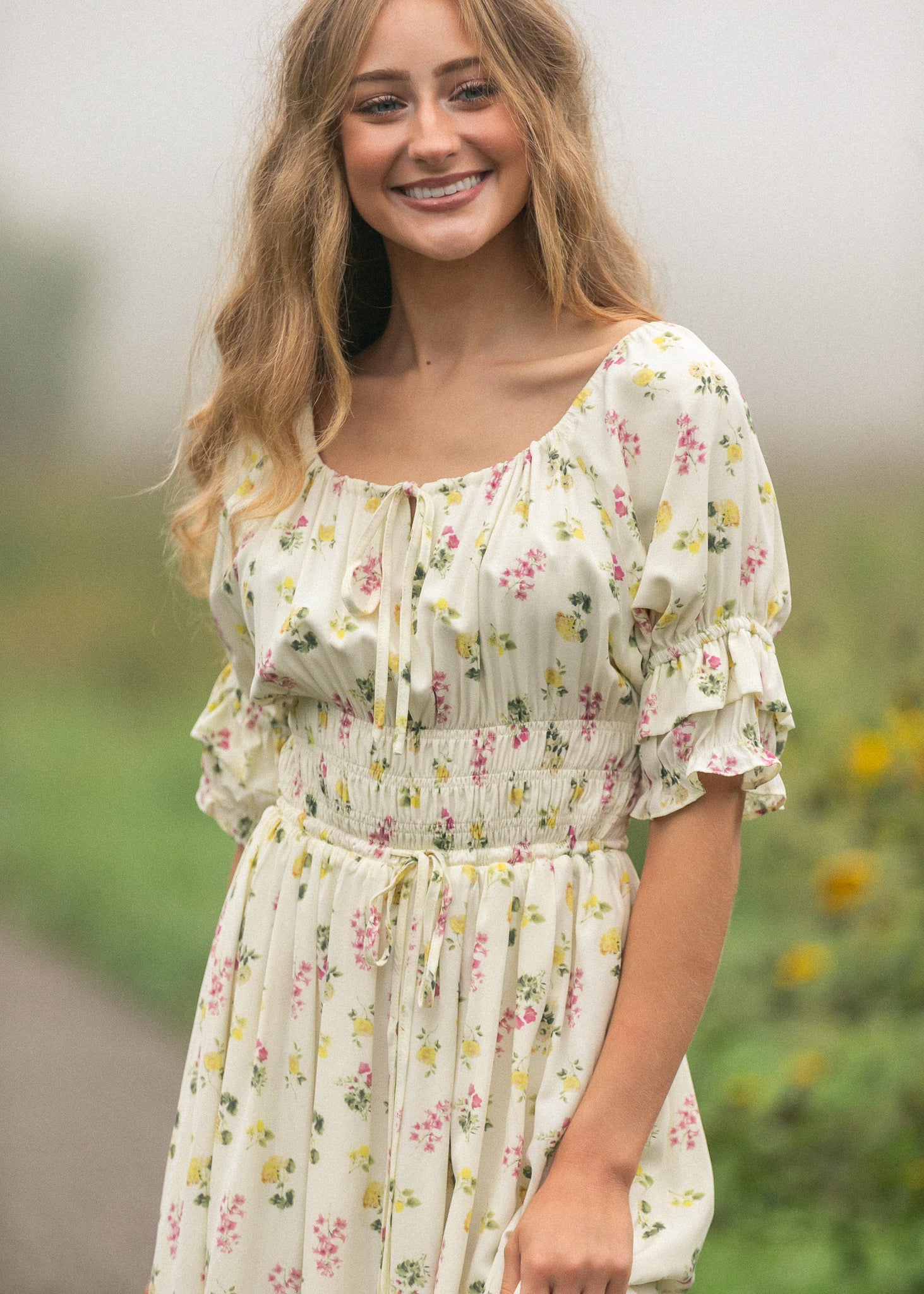 Celine floral maxi dress showing the full-length silhouette