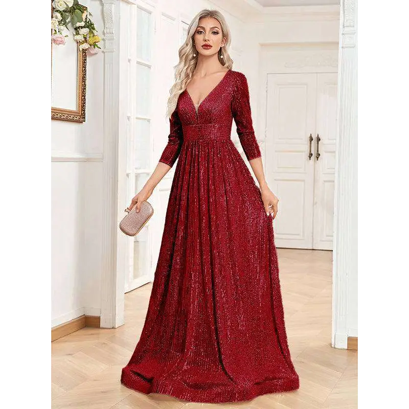 Sequin V-neck formal gown image 15