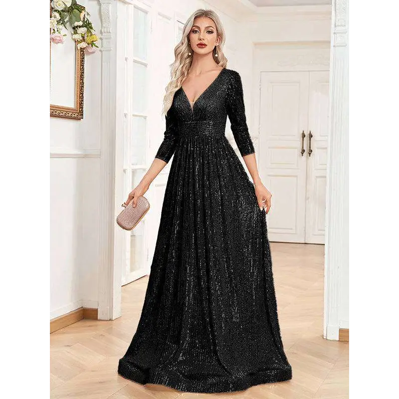 Sequin V-neck formal gown image 6
