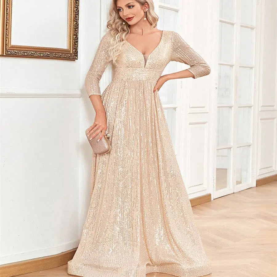 Sequin V-neck formal gown image 1