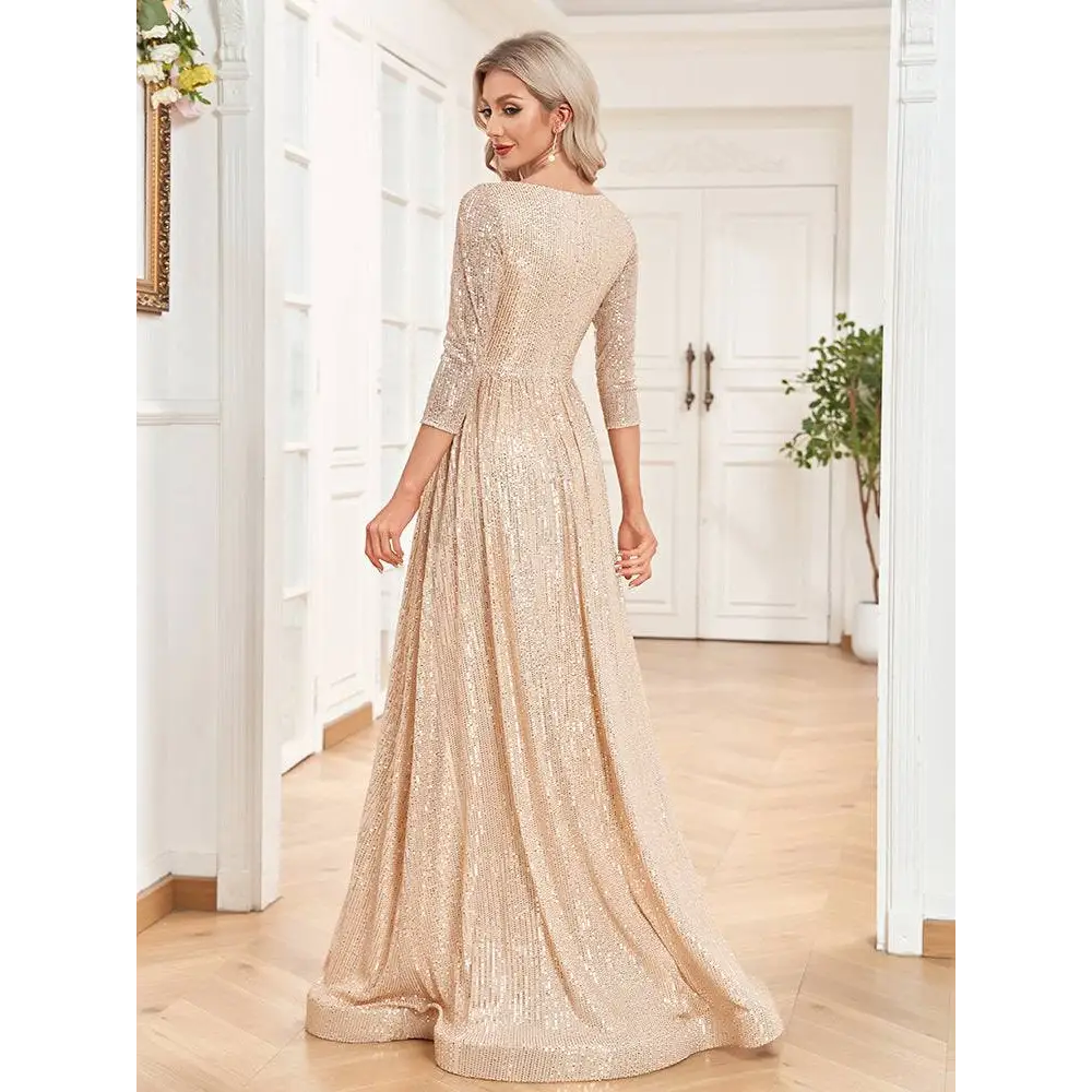 Sequin V-neck formal gown image 4