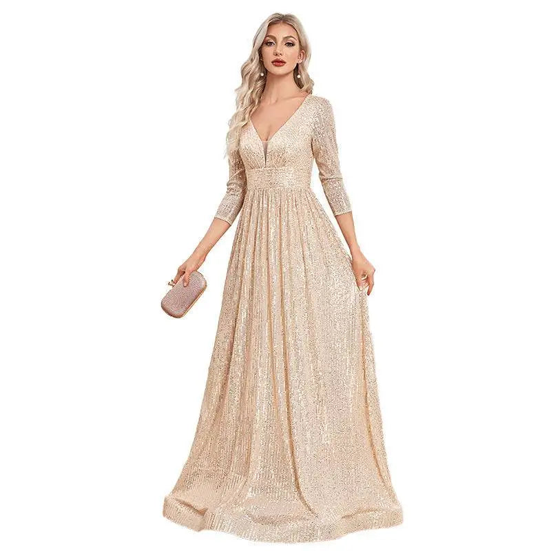 Sequin V-neck formal gown image 3