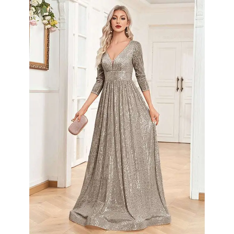 Sequin V-neck formal gown image 9