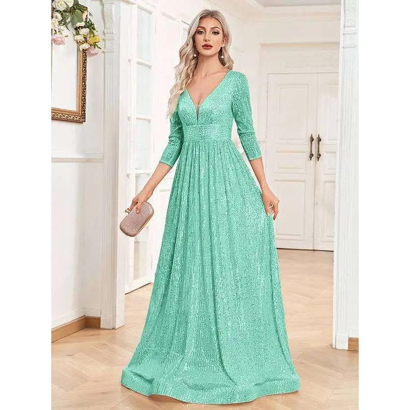 Sequin V-neck formal gown image 11