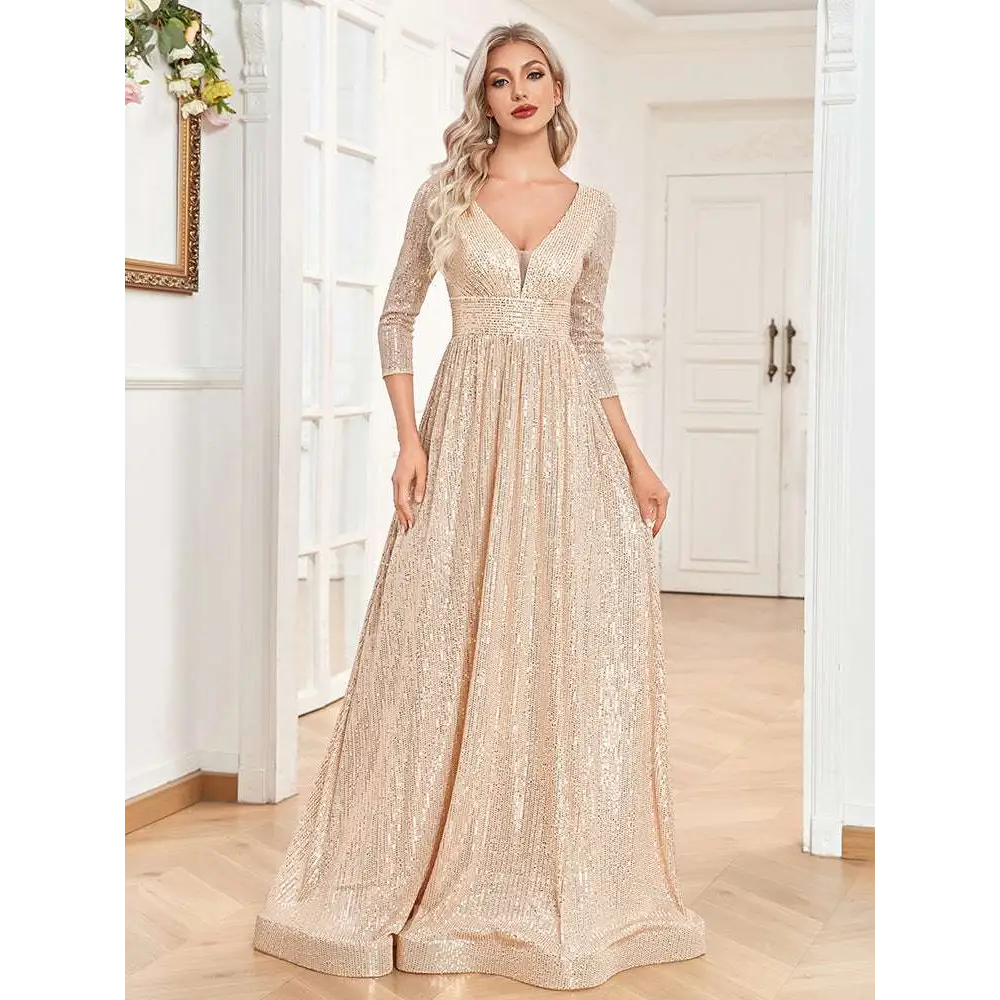 Sequin V-neck formal gown image 7