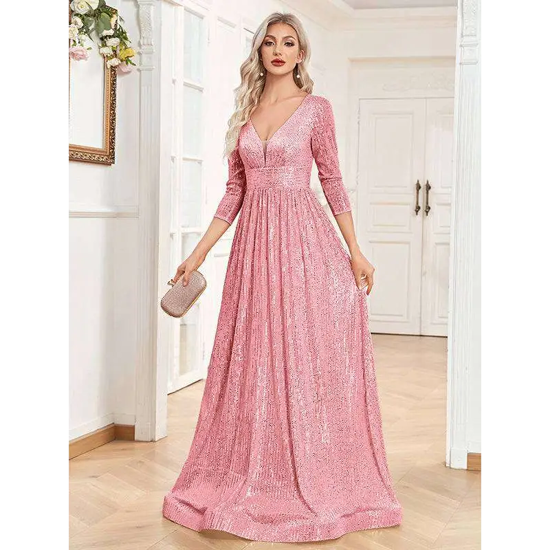 Sequin V-neck formal gown image 12