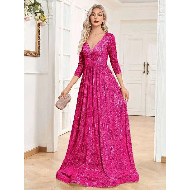 Sequin V-neck formal gown image 13