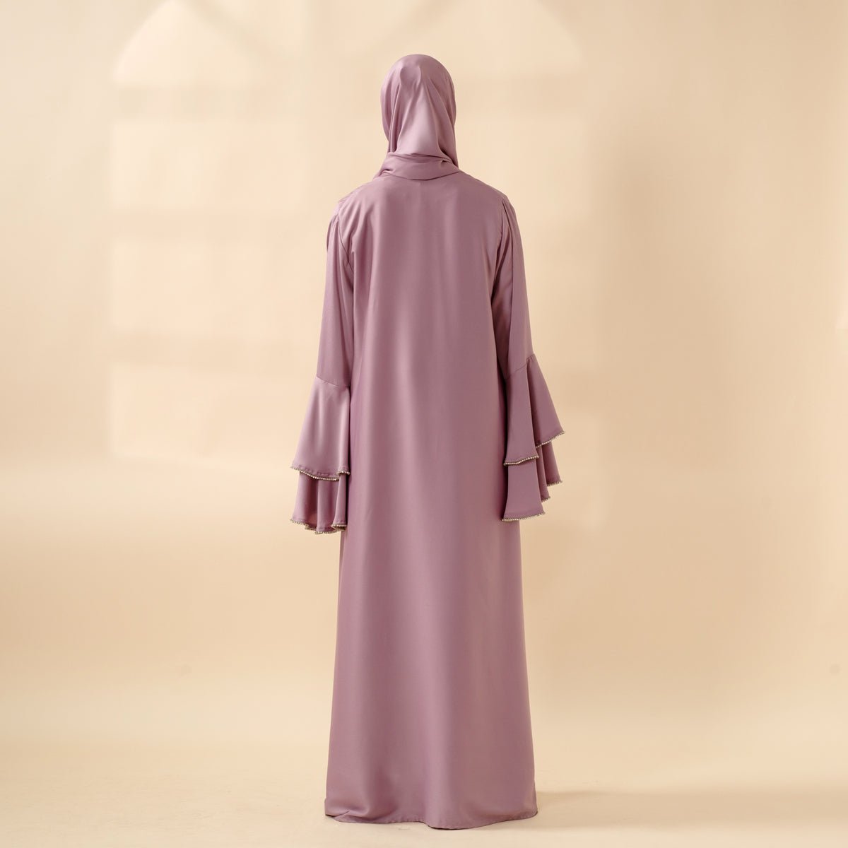 Crepe satin layered abaya set view 13