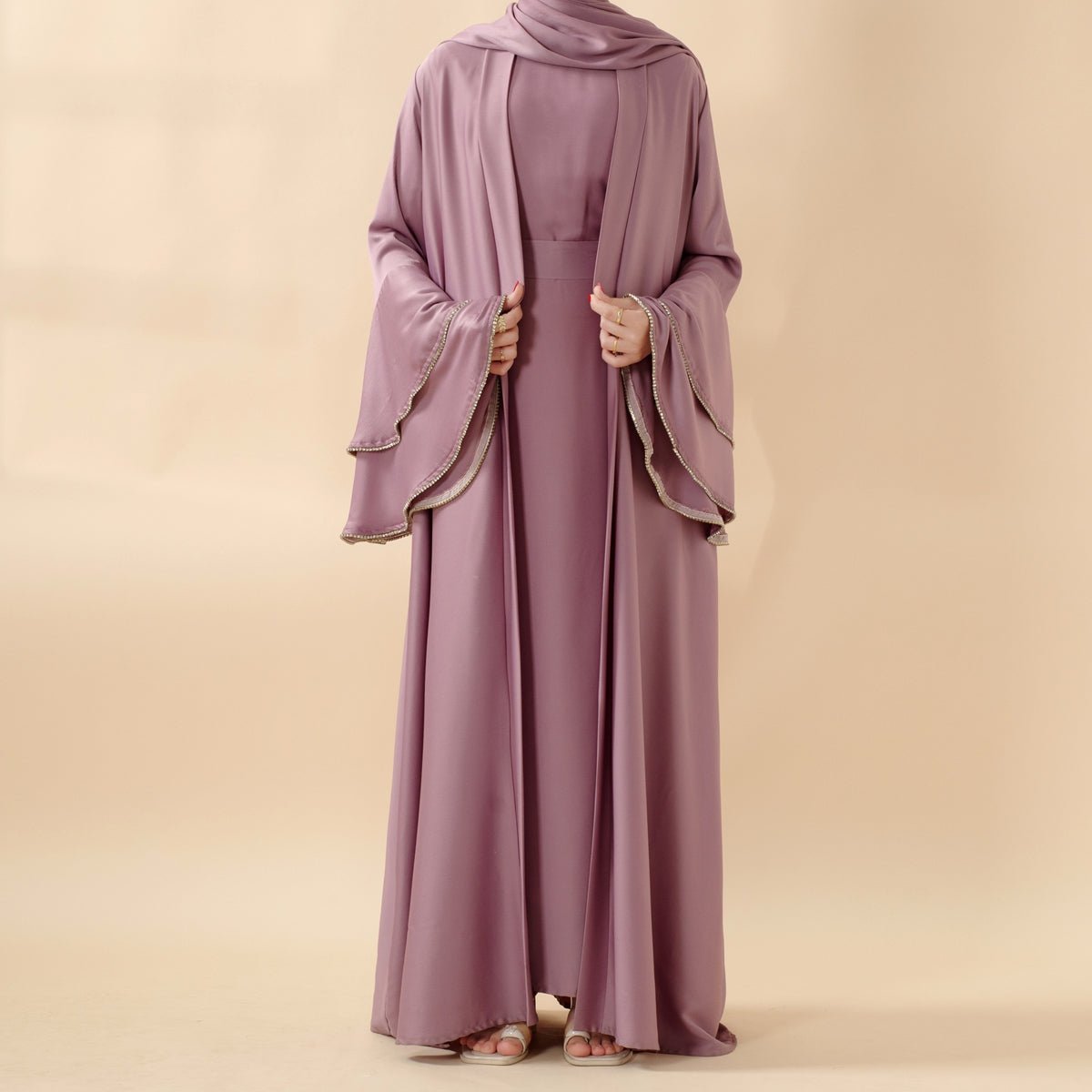 Five-piece ruffle sleeve abaya set view 3