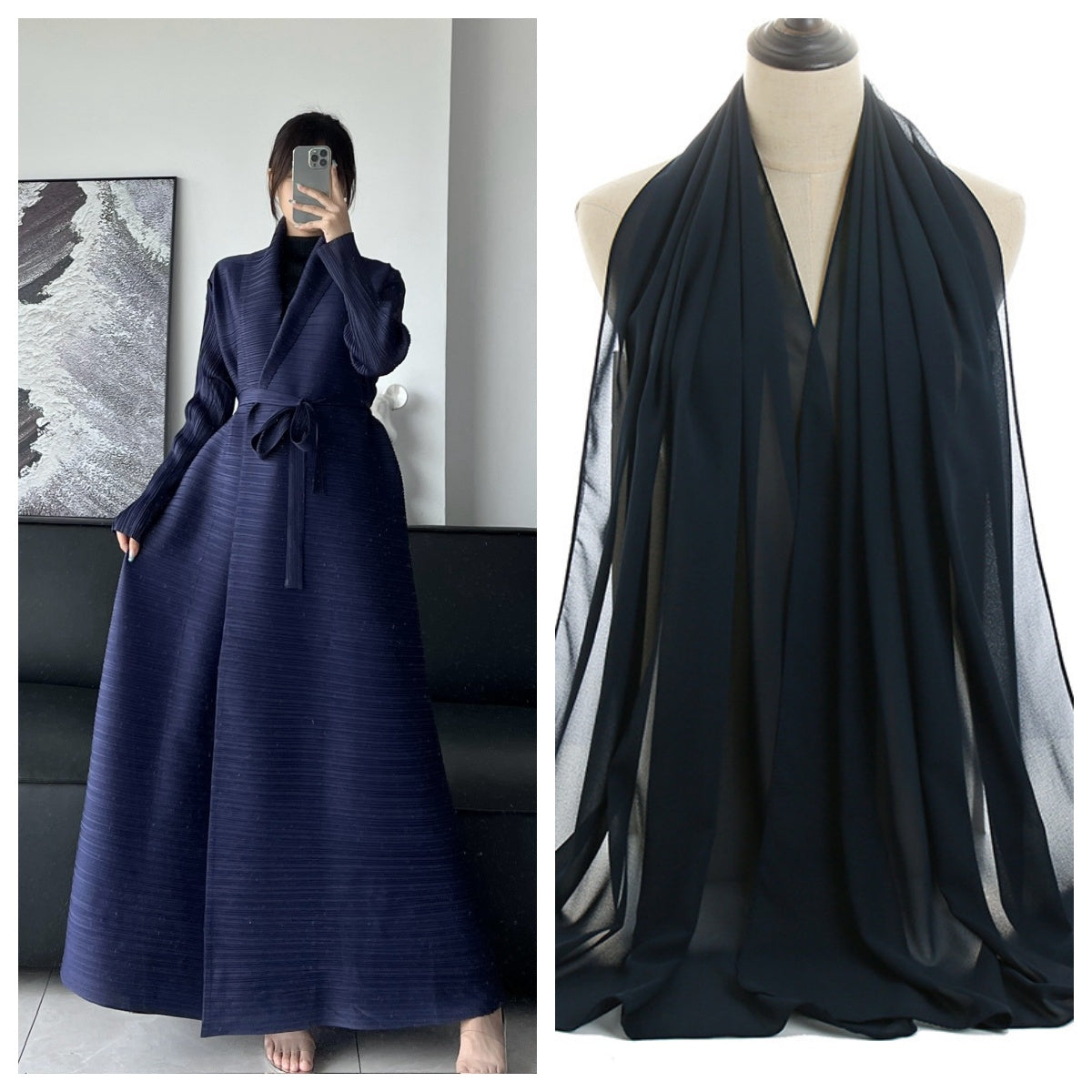 Pleated Column Abaya - product view 15