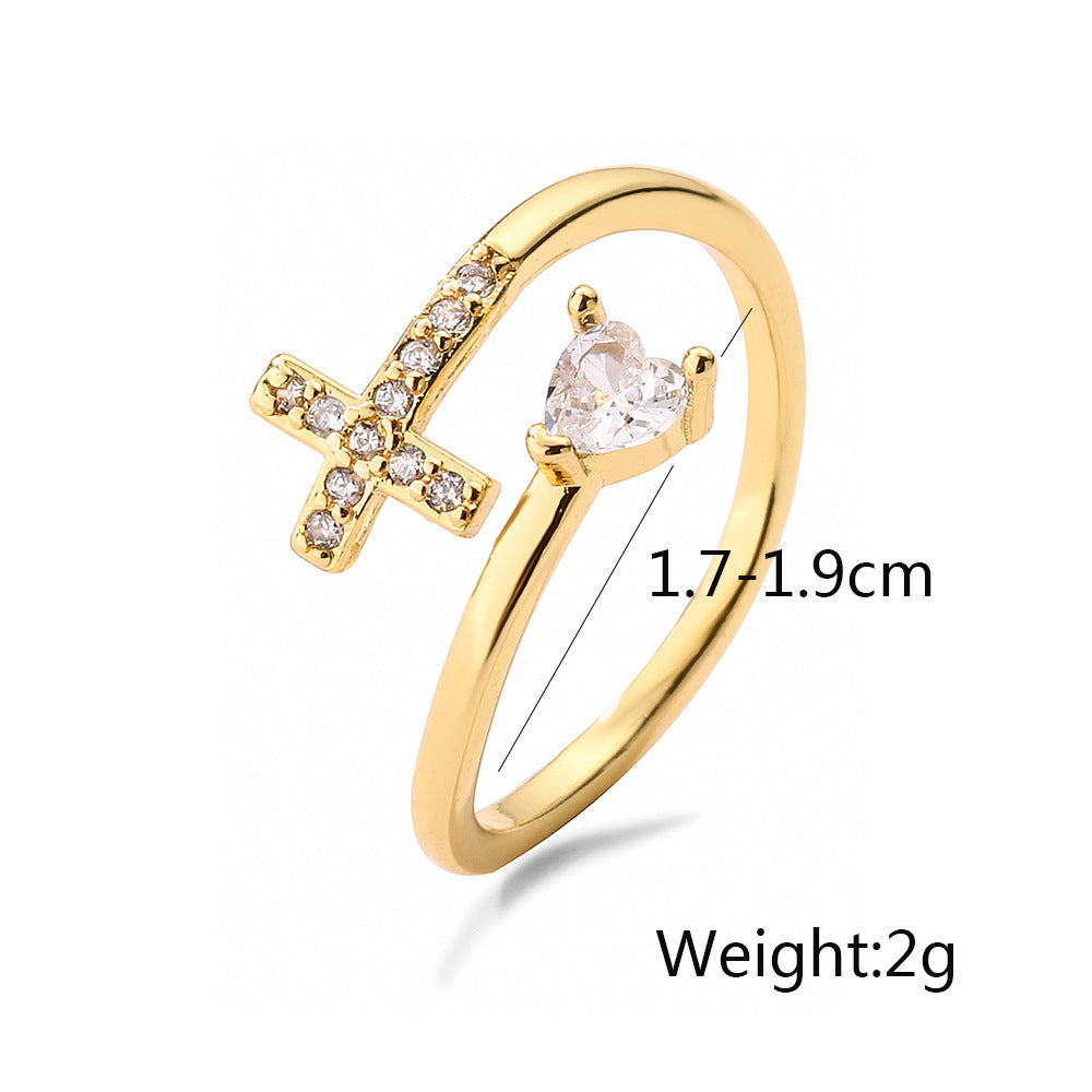 Evil Eye Cross Adjustable Ring — product view 10