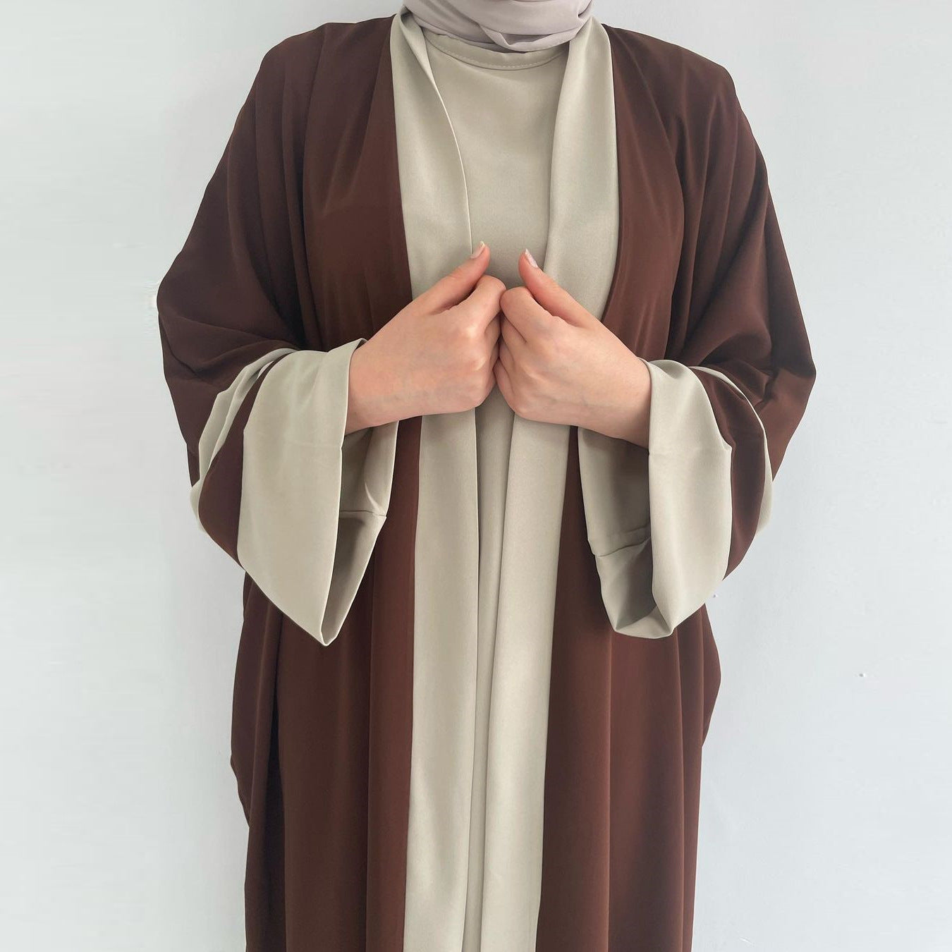 Layered Brown Abaya Set - product view 3