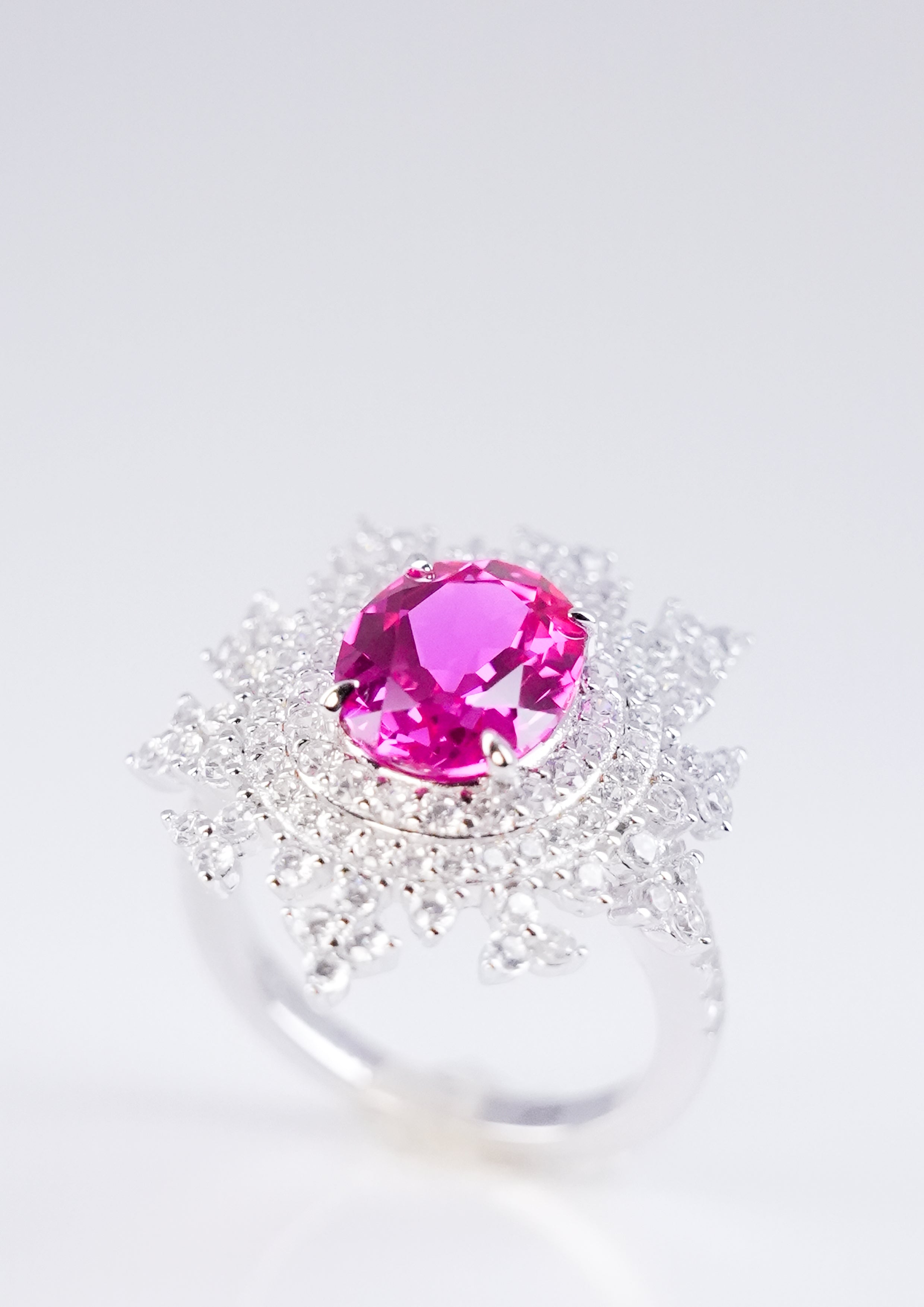 Pink Snowflake sapphire ring, product view