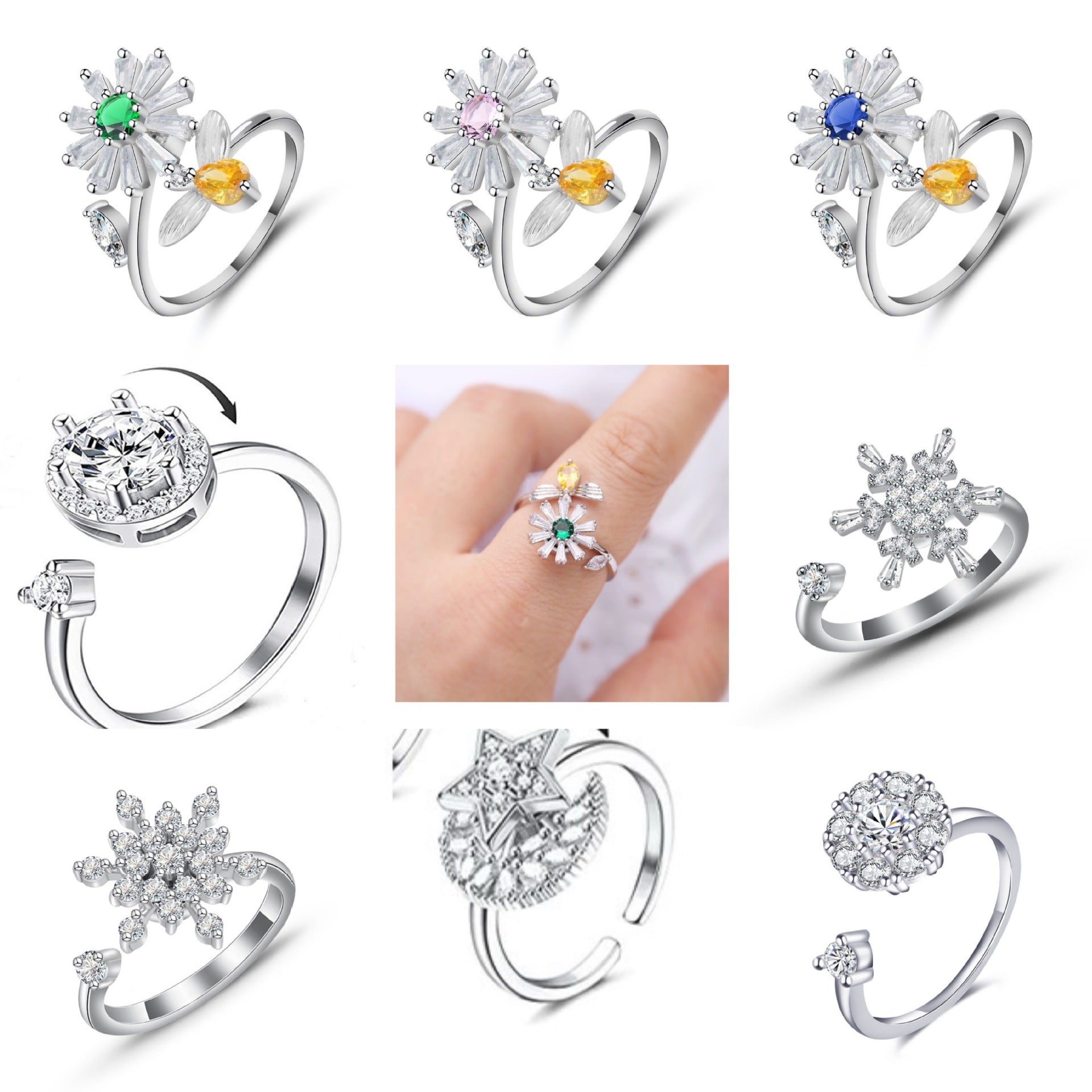 Rotating Motif Adjustable Ring — product view 2