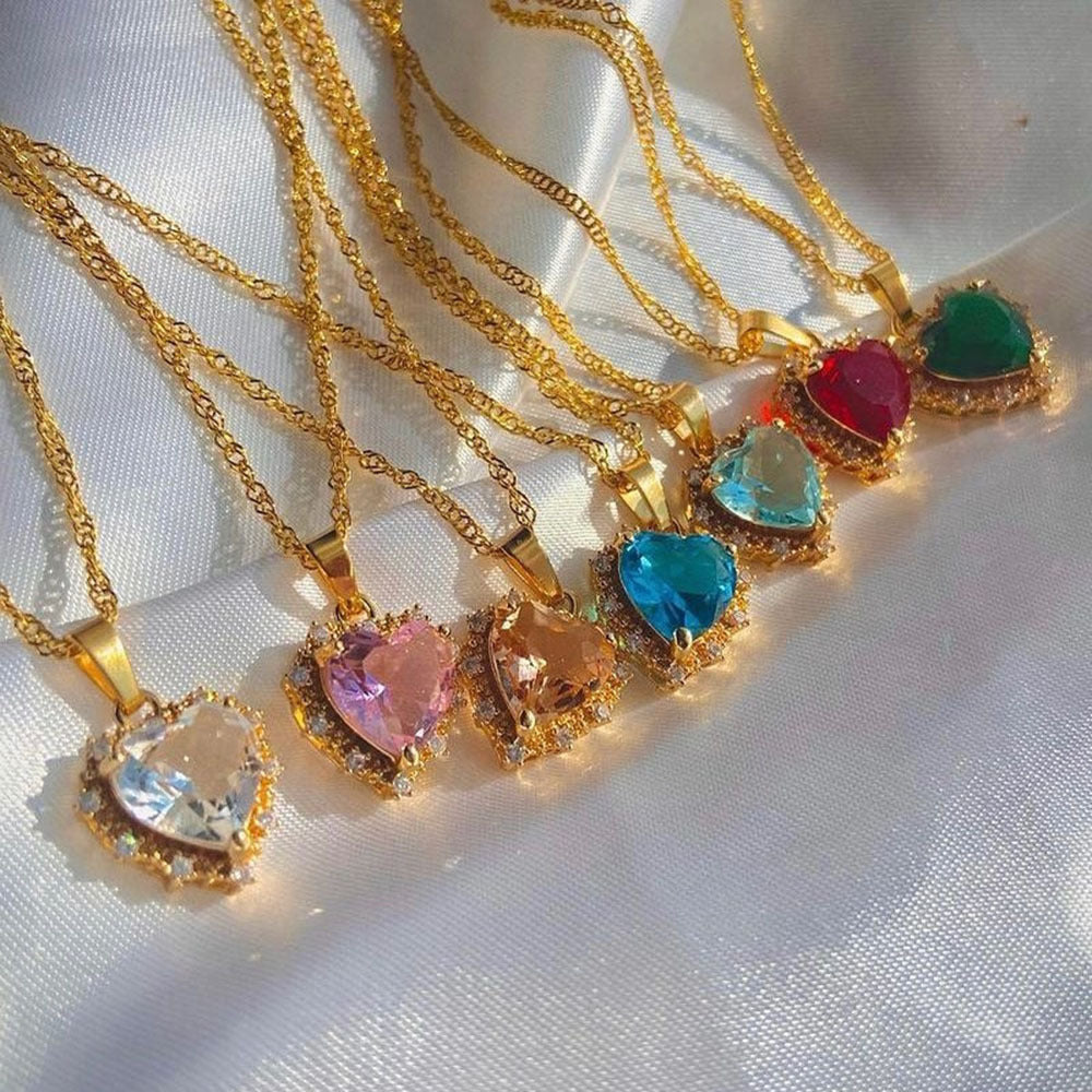 Multicolor Heart Pendant Necklace — product view 2