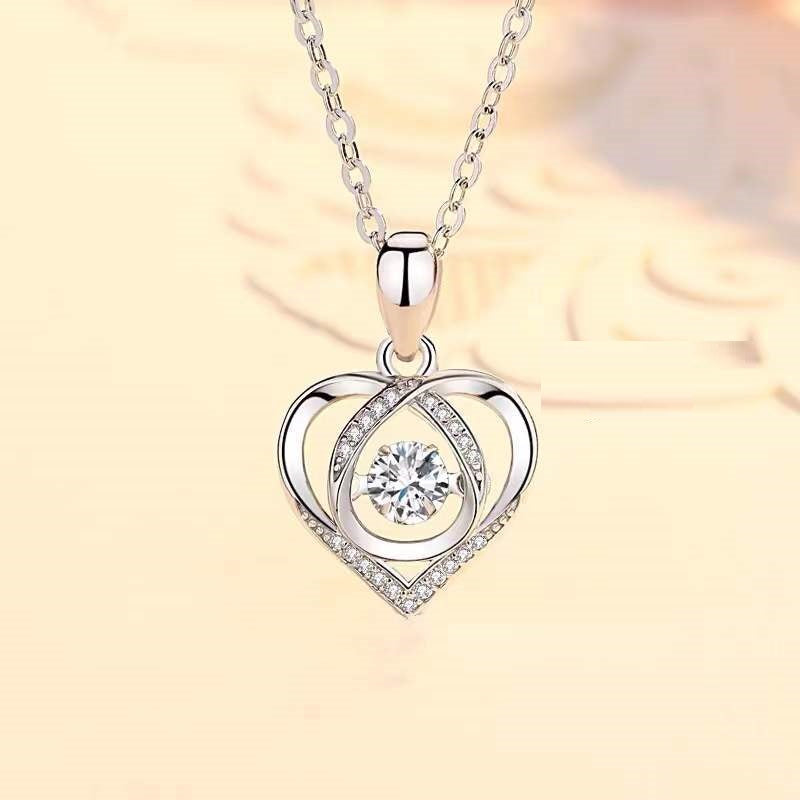 Rhinestone Heart Pendant Necklace — product view 7